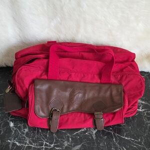 Classic Red and Brown Duffel Bag